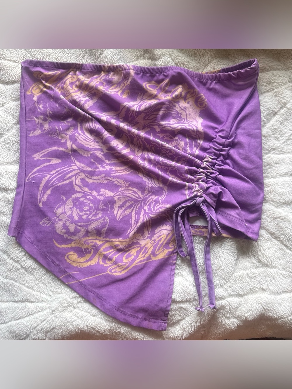 Urban Outfitters Lavender Ruched Side-Tie Floral Crop Top